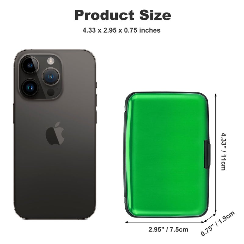 ELFISH Mini RFID Aluminum Wallet Credit Cards Holder Business Card Case Metal ID Case for Men Women (Green) - Image 4